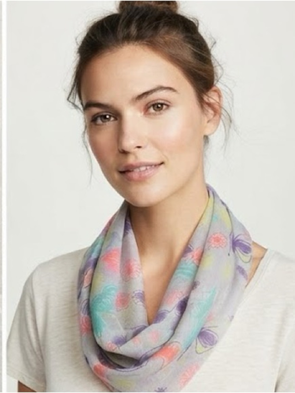 Women’s Butterfly Print Infinity Scarf - Multicolour Pastel Purse Belt Accessory